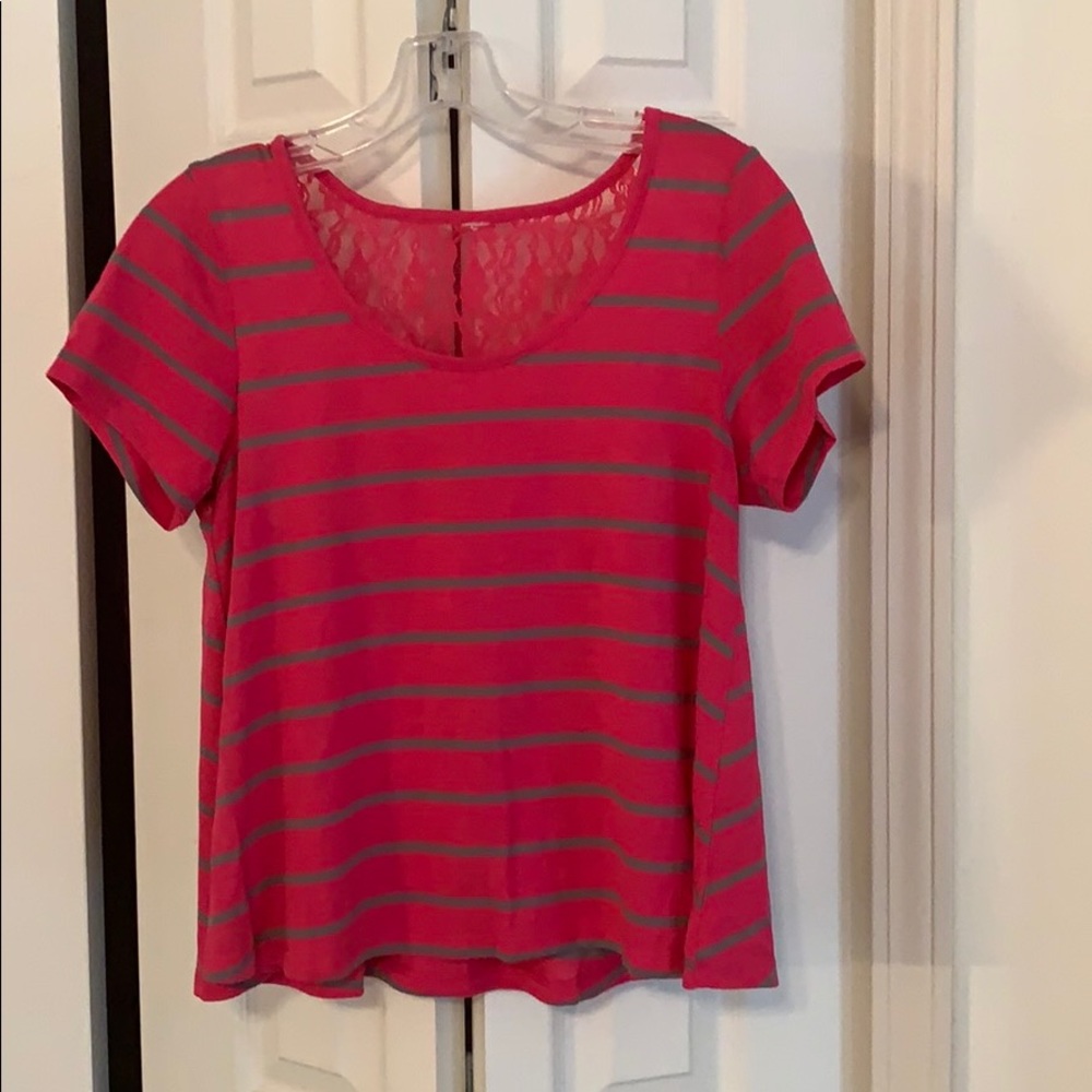 Pink and grey lace tshirt